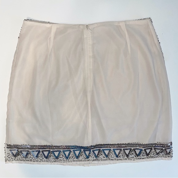 SKIES ARE BLUE | Ivory Sequin Beaded Skirt Women’s Size Large - Picture 8 of 8